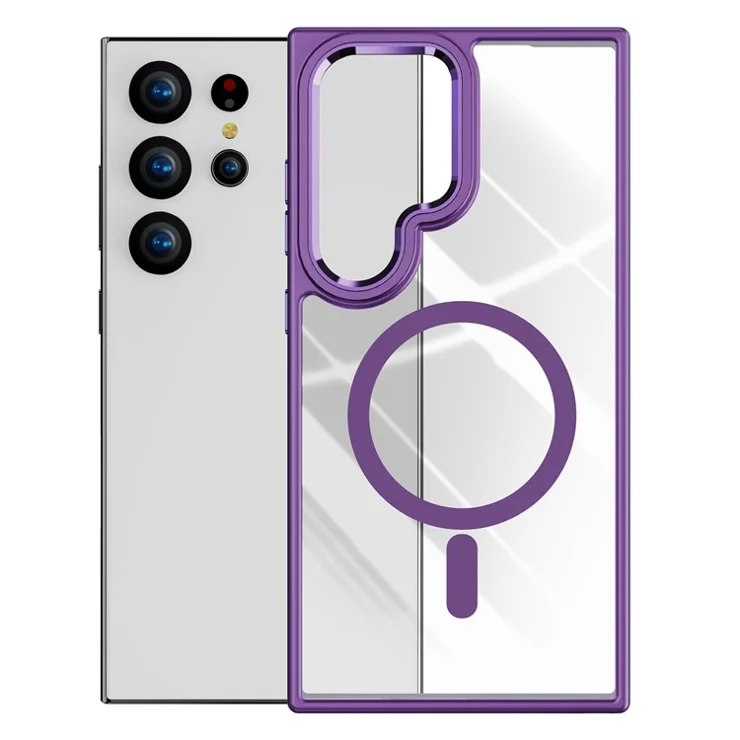 For Samsung Galaxy S25 Ultra Case Compatible with MagSafe TPU + Acrylic Clear Phone Cover - Plum