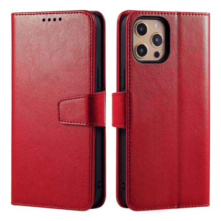 For iPhone 15 Pro Case Stand Card Holder Wallet Leather Phone Cover Red