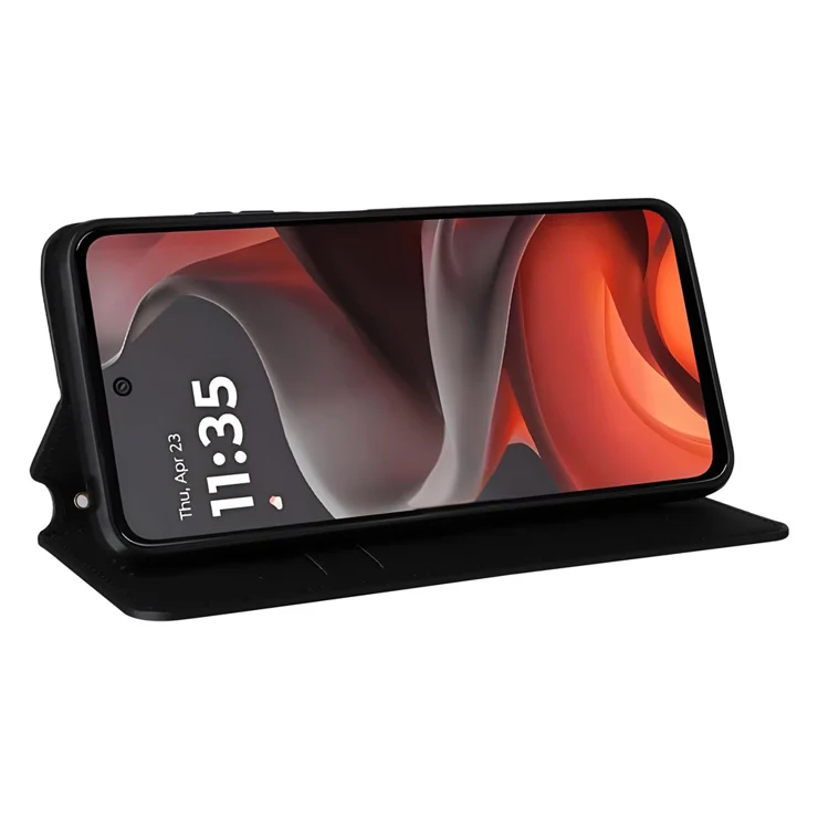 Housse Portefeuille 360° Pour Motorola Moto E13 - Motif 'smile' Rouge, Protection Complète