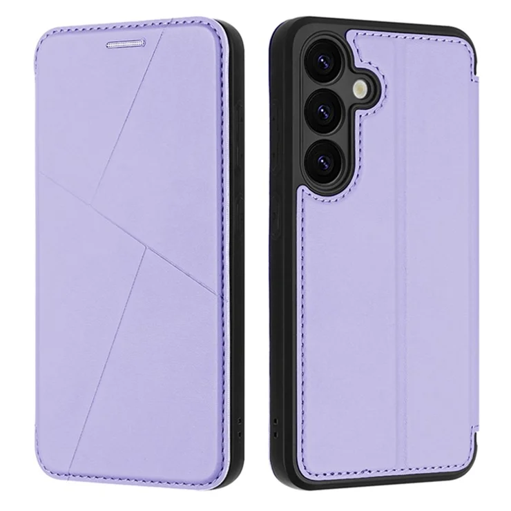 For Samsung Galaxy A34 5G Case Magnetic Closure Card Slot Leather Flip Phone Cover - Purple