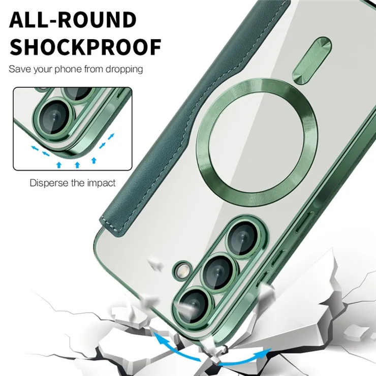 For Samsung Galaxy A36 5G Case Compatible with MagSafe RFID Blocking Leather Phone Cover - Blackish Green