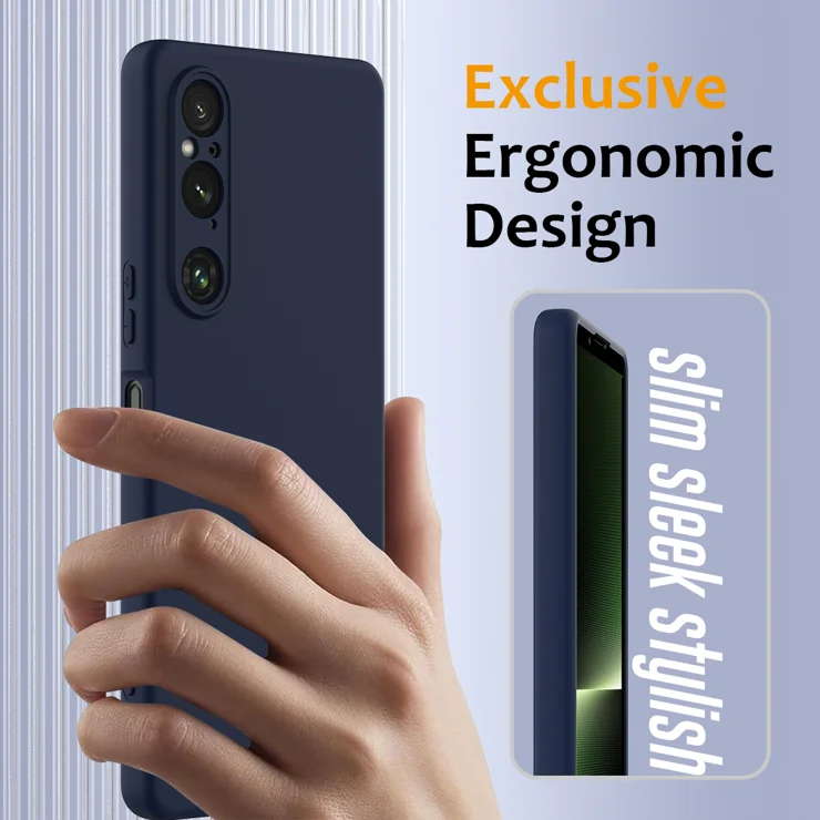 For Sony Xperia 1 V Case Compatible with MagSafe Anti-Drop Liquid Silicone Phone Cover - Dark Blue