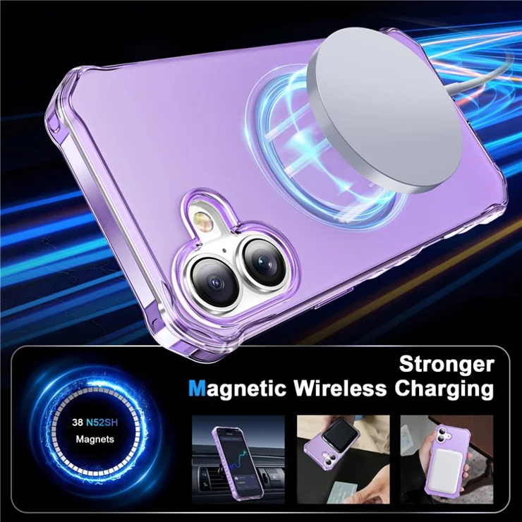For iPhone 16 Case Compatible with MagSafe Small Wavy Edge PC + TPU Phone Cover - Purple