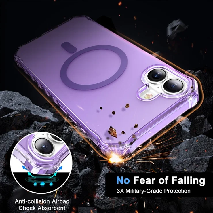 For iPhone 16 Case Compatible with MagSafe Small Wavy Edge PC + TPU Phone Cover - Purple