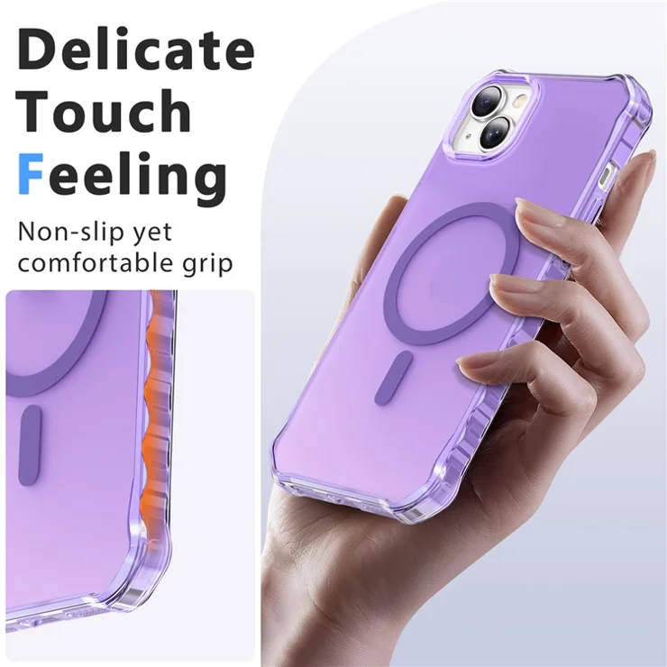For iPhone 15 Case Compatible with MagSafe Small Wavy Edge PC + TPU Phone Cover - Purple