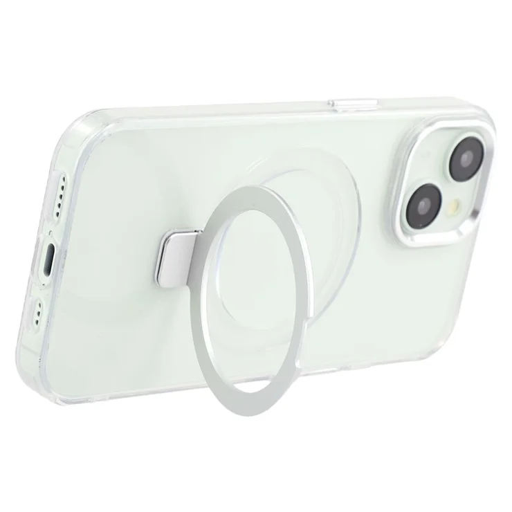 For iPhone 14 Case Compatible with MagSafe Kickstand TPU + PC Clear Phone Cover - Silver