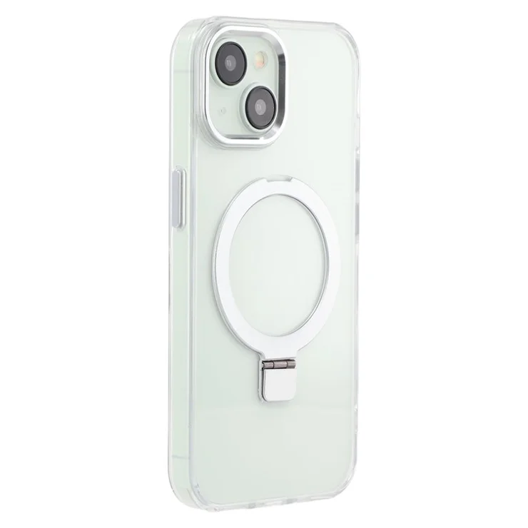 For iPhone 13 Case Compatible with MagSafe Kickstand TPU + PC Clear Phone Cover - Silver