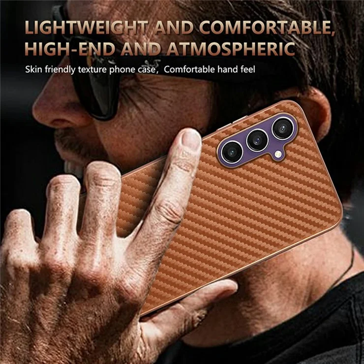 AZNS For Samsung Galaxy A05s 4G / M14 4G Case Electroplating Carbon Fiber Texture PU + TPU Phone Cover - Blue