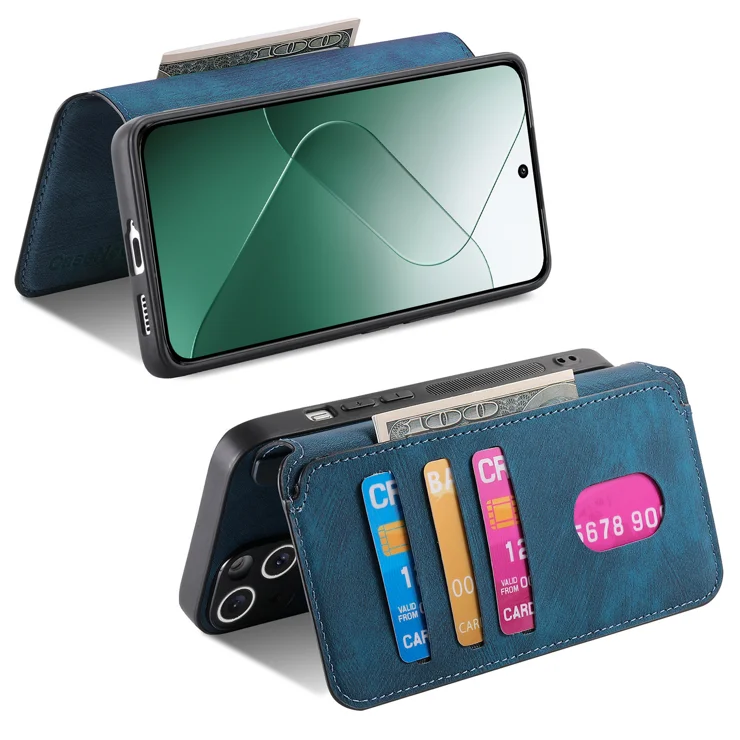 For Xiaomi 14 Magnetic Case CASENEO Detachable Leather Phone Wallet Cover - Dark Blue