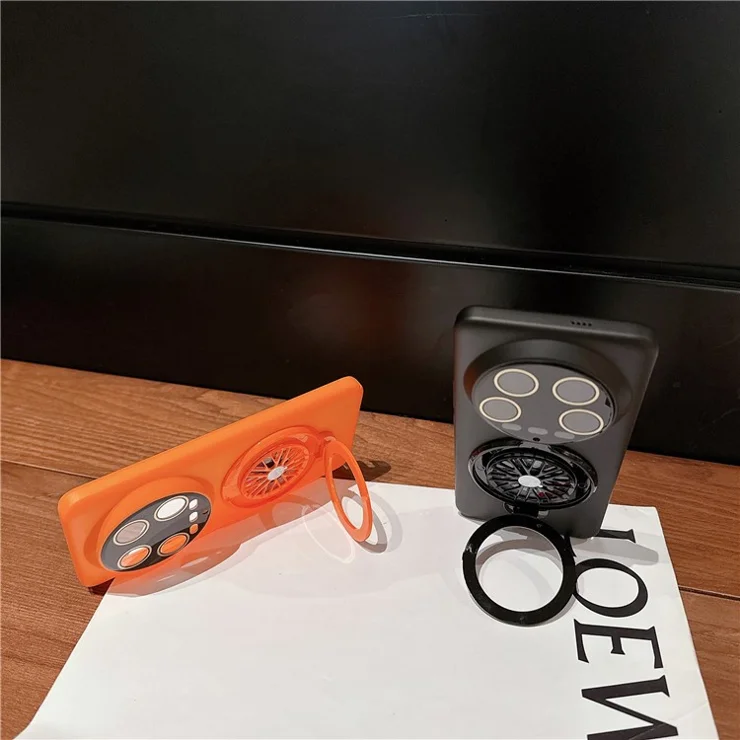 For Xiaomi 14 Ultra PC Phone Case Rotating Fidget Spinner Ring Kickstand Rubberized Back Cover - Transparent