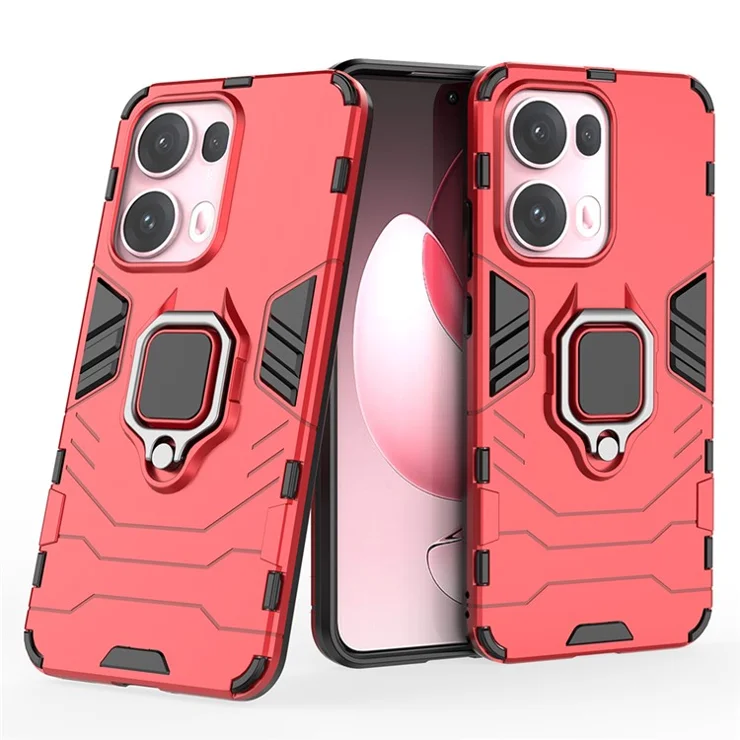 For Oppo Reno13 Pro 5G Case PC + TPU Protective Phone Cover with Ring Kickstand - Red
