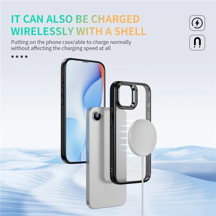 For iPhone 16e Case Lens Frame Kickstand TPU + Acrylic Protective Phone Cover - Black
