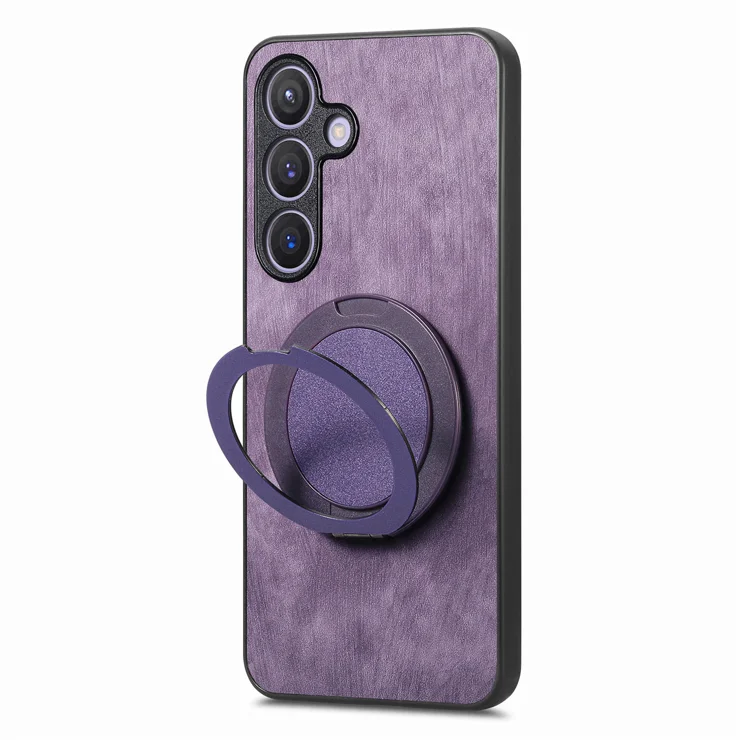 For Samsung Galaxy A54 5G Phone Case with Rotating Kickstand Stress Relief Retro Leather Back Cover - Purple