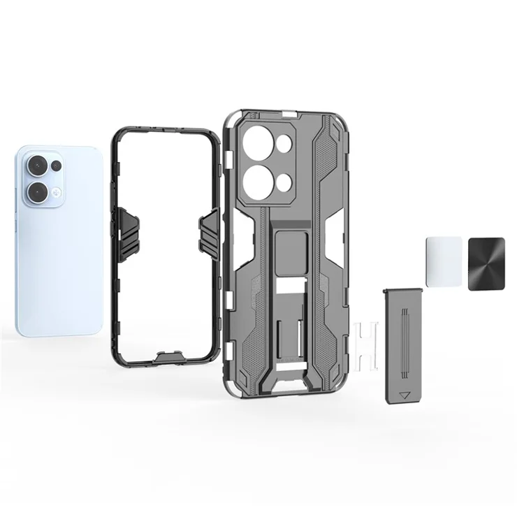 For Oppo Reno13 5G (Global) Case PC + TPU Shockproof Phone Cover with Kickstand - Red