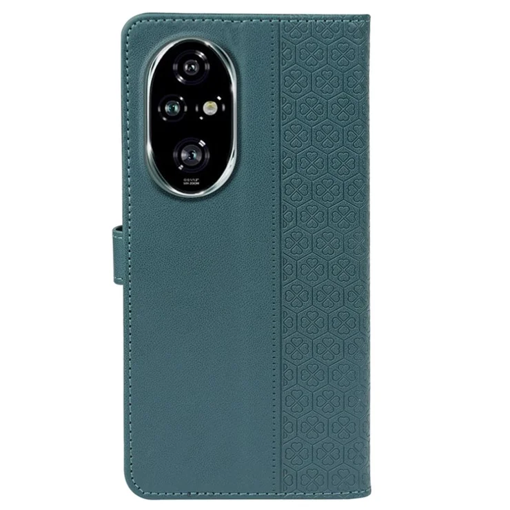 For Honor 200 5G Case Magnetic Clasp Four Leaf Clover Leather Phone Cover - Green