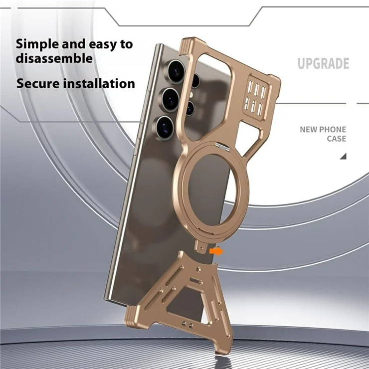 For Samsung Galaxy S24 Ultra Bumper Case Compatible with MagSafe Kickstand Phone Back Cover Heat Dissipation - Dark Grey
