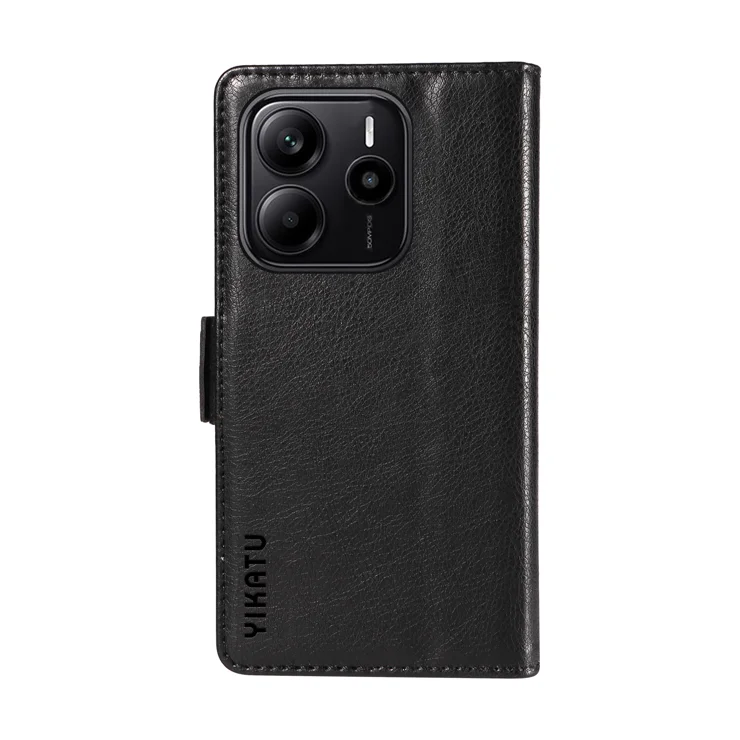 For Xiaomi Redmi Note 14 4G (163.25x76.55x8.16mm) Case YIKATU YK-007 Litchi Texture PU Leather Wallet Phone Cover - Black