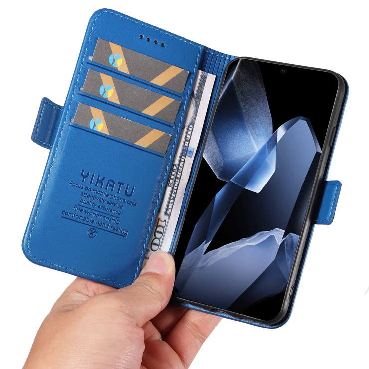 For OnePlus 13 Wallet Phone Case YIKATU YK-003 Leather Stand Cover - Sky Blue