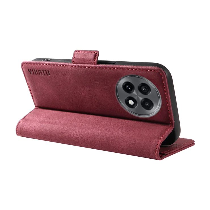 For OnePlus Ace 5G Leather Case YIKATU YK-005 Skin-touch Feeling Wallet Phone Cover - Wine Red