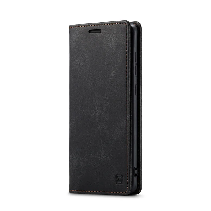 For Samsung Galaxy A40 Wallet Case AUTSPACE A01 Leather Stand Cover with RFID Blocking Card Holder - Black