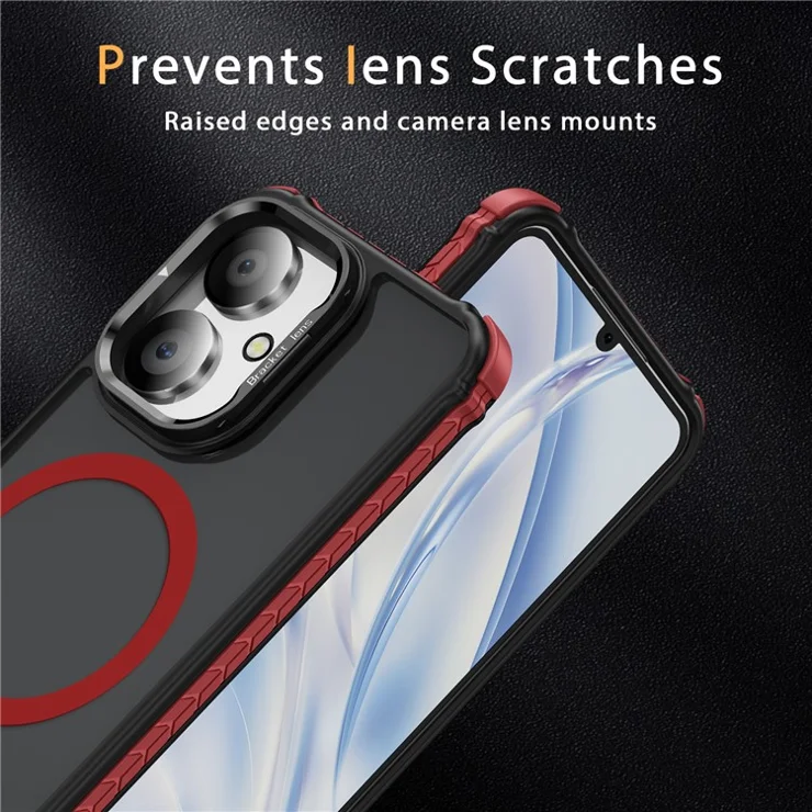 Matte Phone Cover for Xiaomi Redmi 13C 5G / 13C 4G / 13R 5G / Poco M6 5G Magnetic Case with Lens Kickstand - Red / Black