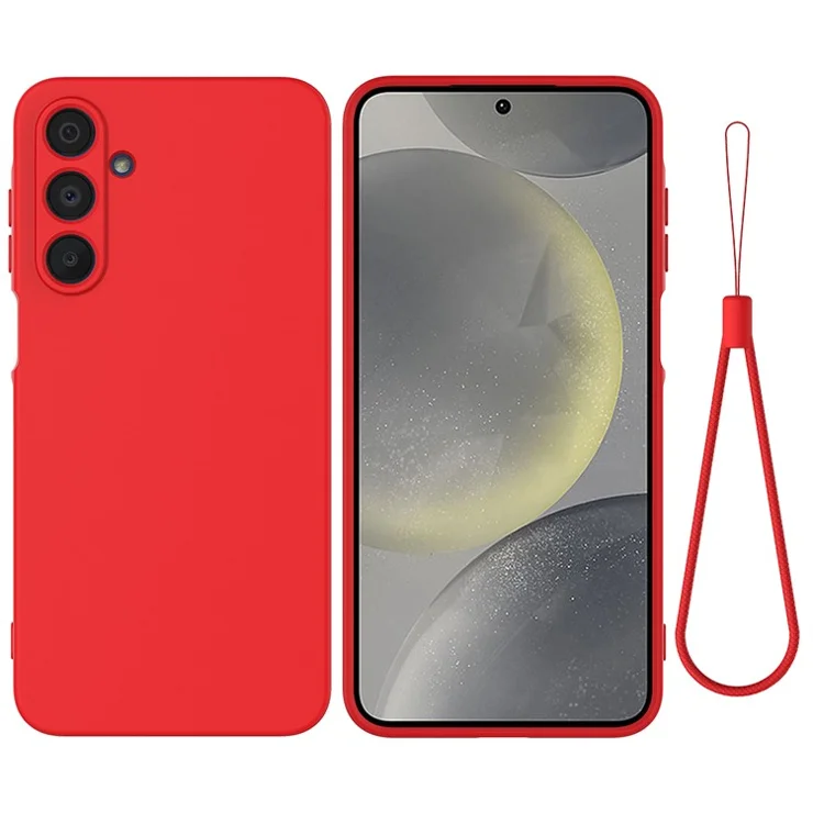 Bulk Purchasing For Samsung Galaxy S24 Case Liquid Silicone Phone Back Cover with Hand Strap - Red