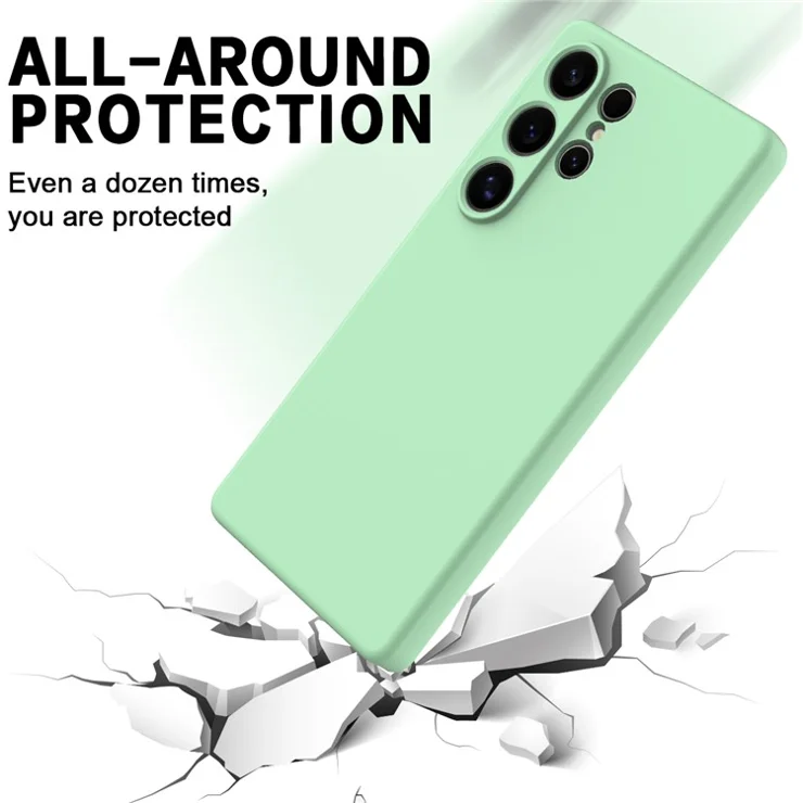 Bulk Purchasing For Samsung Galaxy S24 Ultra Case Liquid Silicone Phone Back Cover with Hand Strap - Green