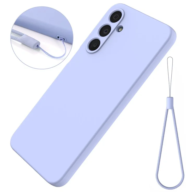 Bulk Purchasing For Samsung Galaxy A35 5G Case Liquid Silicone Phone Back Cover with Hand Strap - Purple