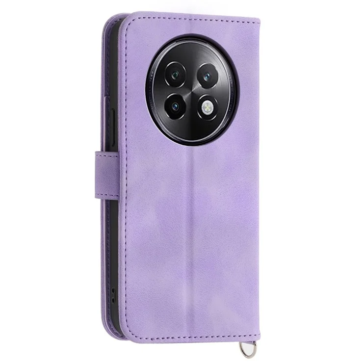 For Realme 13+ 5G / 13 Pro 5G (China) Case Flower Pattern PU Leather Wallet Phone Cover with Strap - Light Purple