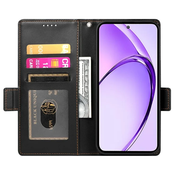 DF-010 For Realme 13+ 5G / 13 Pro 5G (China) Stand Case PU Leather Wallet Phone Cover - Black