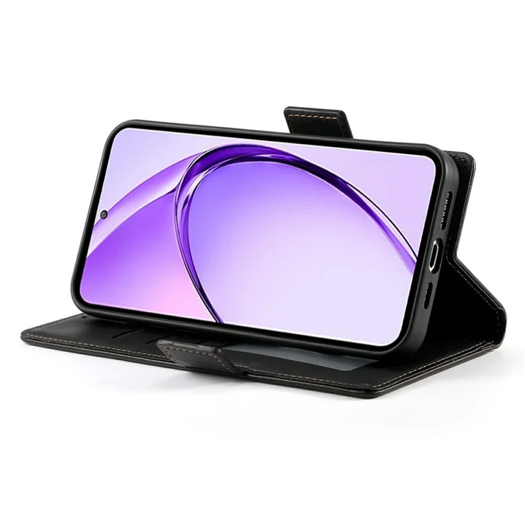 DF-010 For Realme 13+ 5G / 13 Pro 5G (China) Stand Case PU Leather Wallet Phone Cover - Black