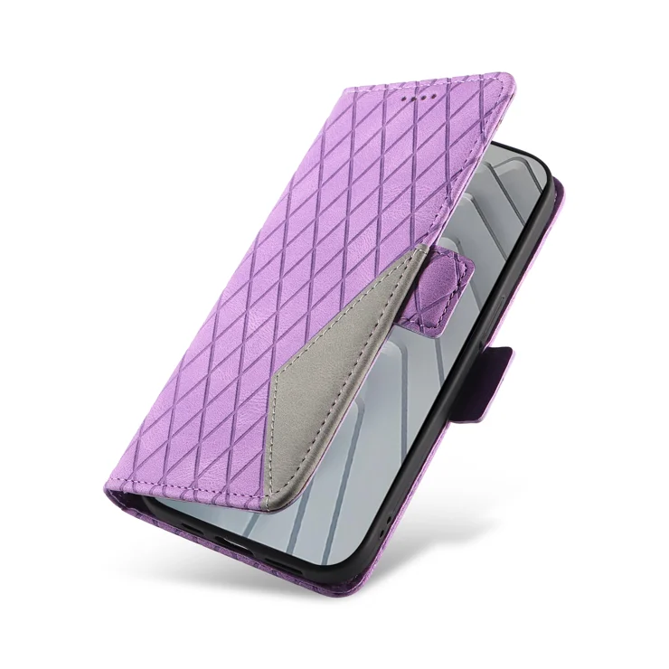 For Xiaomi Redmi Note 14 4G (163.25x76.55x8.16mm) Flip Case Rhombus PU Leather Wallet Phone Cover - Blue