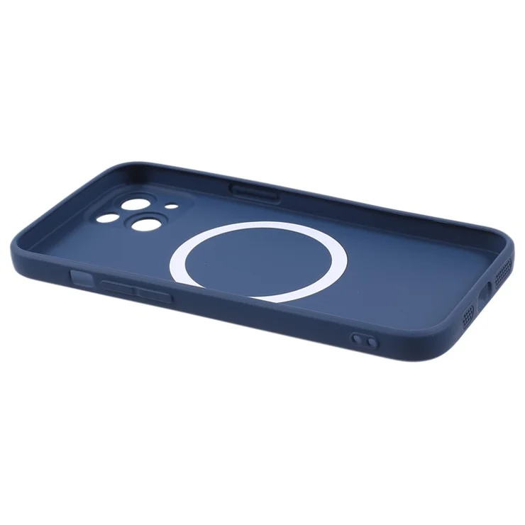 For iPhone 15 Plus Case Compatible with MagSafe Liquid Silicone Phone Cover with Tempered Glass Lens Protector - Midnight Blue