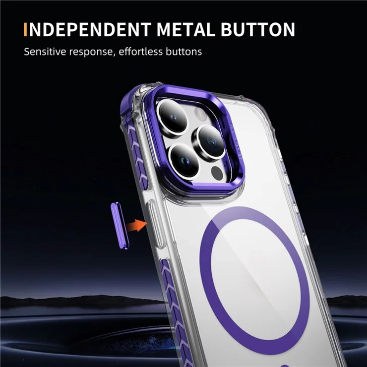 For iPhone 13 Pro Max Clear Phone Case with Lens Kickstand Cover Compatible with MagSafe - Purple