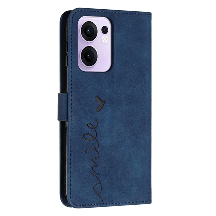 For Oppo Reno13 F 5G Case Viewing Stand PU Leather Phone Cover Imprinted Heart Pattern - Sapphire