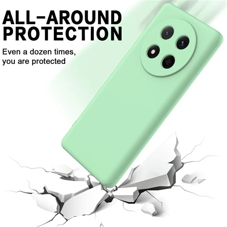 For Honor Magic7 Lite 5G Case Liquid Silicone Phone Back Cover with Hand Strap - Green