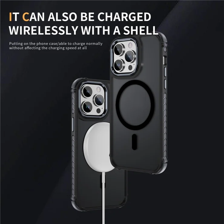 For iPhone 13 Pro Case Compatible with MagSafe PC + TPU Skin Feeling Back Cover - Black