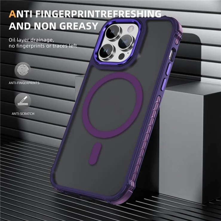 For iPhone 14 Pro Case Compatible with MagSafe PC + TPU Skin Feeling Back Cover - Purple