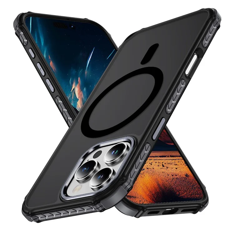 For iPhone 16 Pro Case Compatible with MagSafe PC + TPU Skin Feeling Back Cover - Black