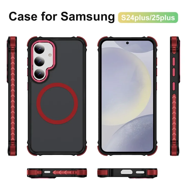 For Samsung Galaxy S25+ / S24+ Case Compatible with MagSafe PC + TPU Skin Feeling Back Cover - Red