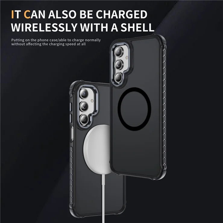 For Samsung Galaxy A16 4G / 5G Case Compatible with MagSafe PC + TPU Skin Feeling Back Cover - Black