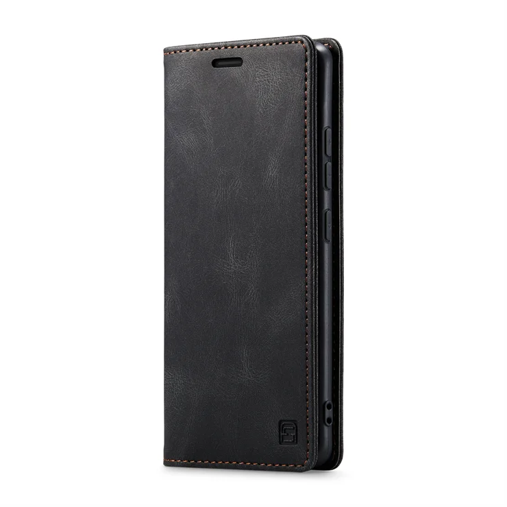 For Samsung Galaxy S24 Wallet Case AUTSPACE A01 Leather Stand Cover with RFID Blocking Card Holder - Black