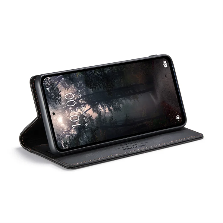 For Xiaomi 14 Wallet Case AUTSPACE A01 Leather Stand Cover with RFID Blocking Card Holder - Black