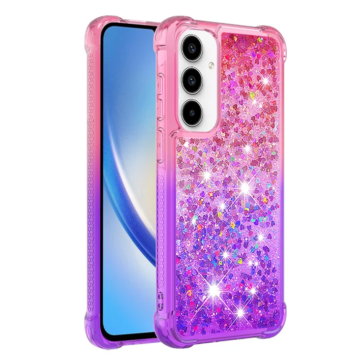 For Samsung Galaxy A36 5G TPU Case Gradient Quicksand Phone Back Cover - Pink+Purple