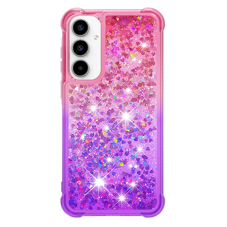 For Samsung Galaxy A56 5G TPU Case Gradient Quicksand Phone Back Cover - Pink+Purple