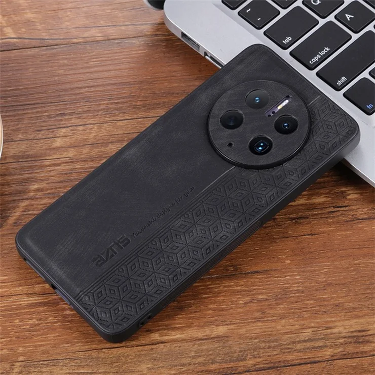 AZNS Cell Phone Cover For Huawei Mate 50 Pro 4G, Imprinted Pattern Anti-drop Phone Case PU Leather Coated TPU Shell - Black