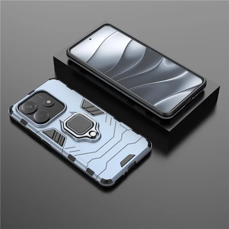 For Xiaomi Redmi Note 14 5G Case PC + TPU Protective Phone Cover with Ring Kickstand - Blue