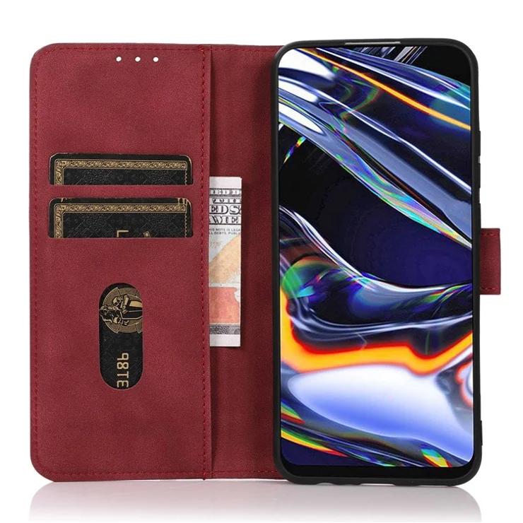 KHAZNEH For Realme 14 Pro 5G Case PU Leather Wallet Stand Phone Cover - Red
