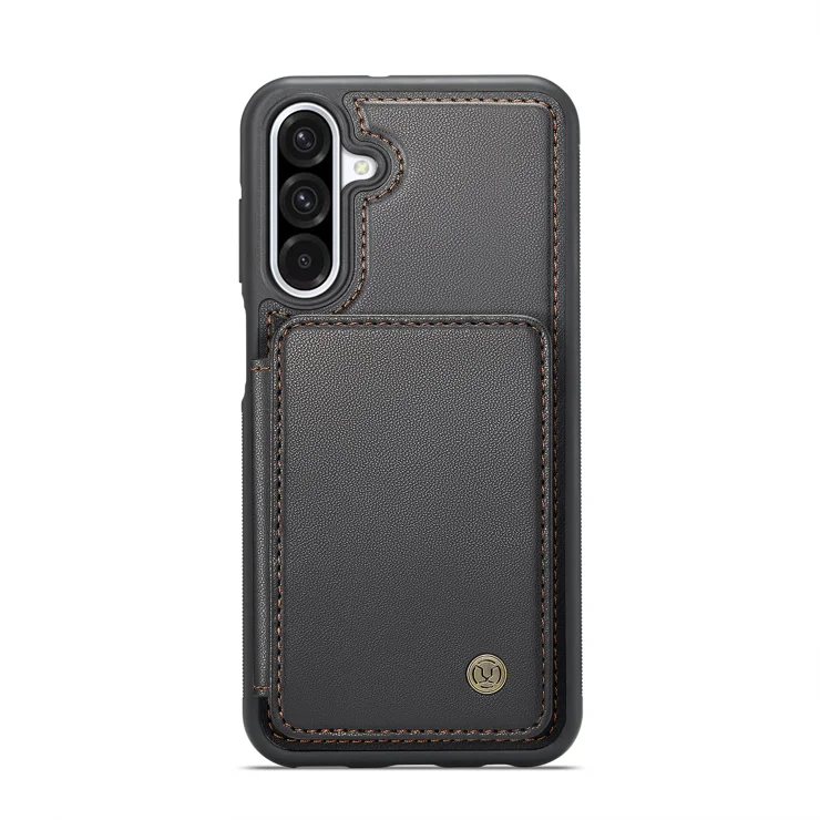 For Samsung Galaxy A26 5G Case JEEHOOD J05 Leather Mobile Cover with Detachable Magnetic Card Bag - Black