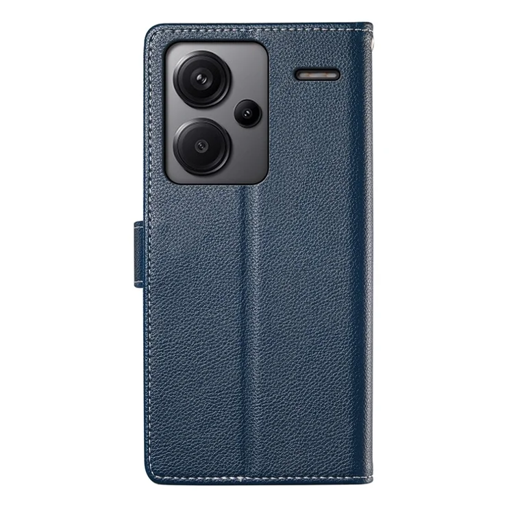 For Xiaomi Redmi Note 13 Pro+ 5G Stand Case Litchi Texture Leather Wallet Phone Cover Magnetic Snap - Dark Blue